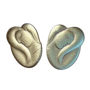 Vintage Guggenheim Museum Modernist Lady Woman Earrings Art Statement Gold Tone